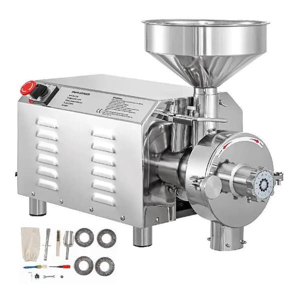 2200W 1500rpm 50kg kapacitet 30-50kg/H elektrisk spannmålskvarn med olika tillbehör, justerbar finhet, med överbelastningsskydd