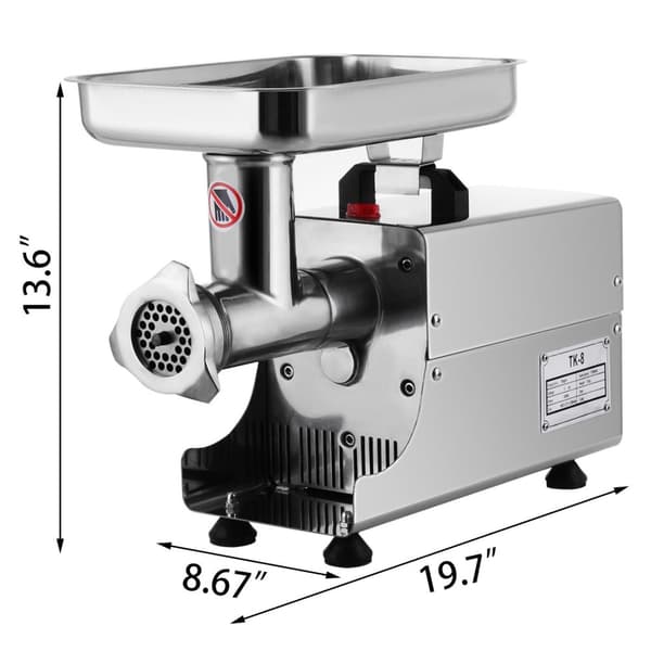 450W 80kg/H multifunktionell elektrisk köttkvarn med 6mm och 8mm slipplatta, kraftfull prestanda, lätt att använda och rengöra