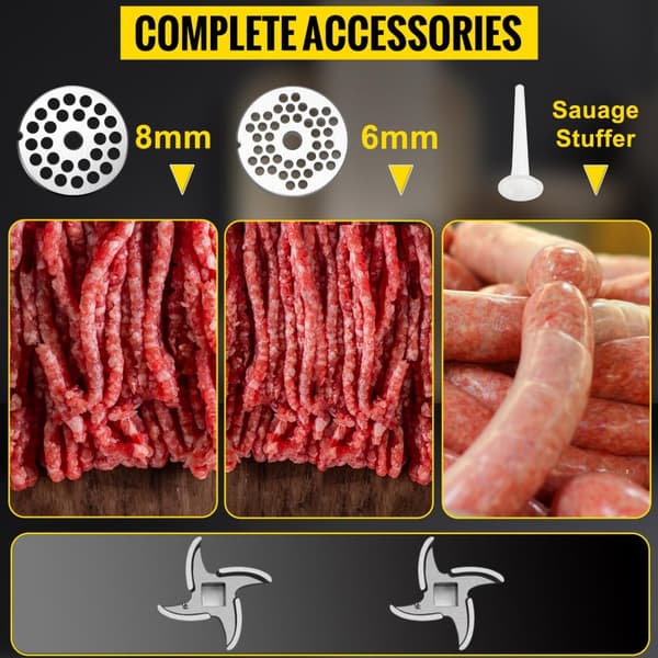 250kg/h 850W elektrisk köttkvarn med kompletta tillbehör, kraftfull prestanda, avtagbar design, lätt att använda, bred applikation
