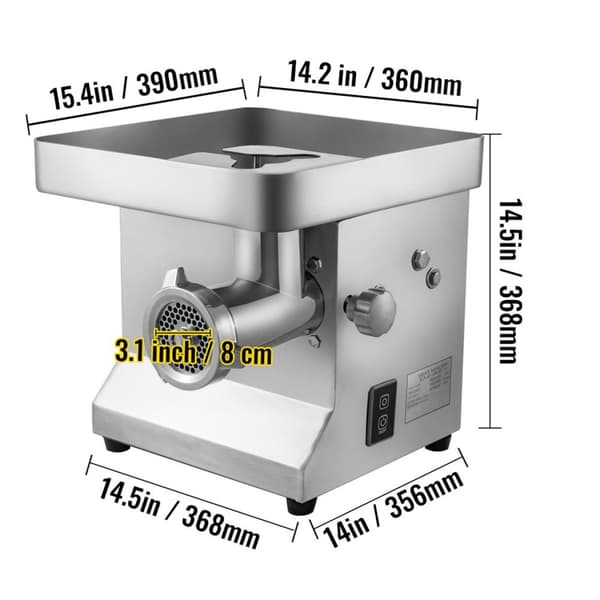 250kg/h 850W elektrisk köttkvarn med kompletta tillbehör, kraftfull prestanda, avtagbar design, lätt att använda, bred applikation