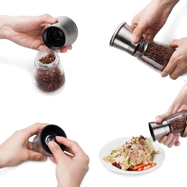Deiss PRO salt- och pepparkvarnar – manuell kvarnsats för grovt salt, pepparkorn och rosa Himalayasalt