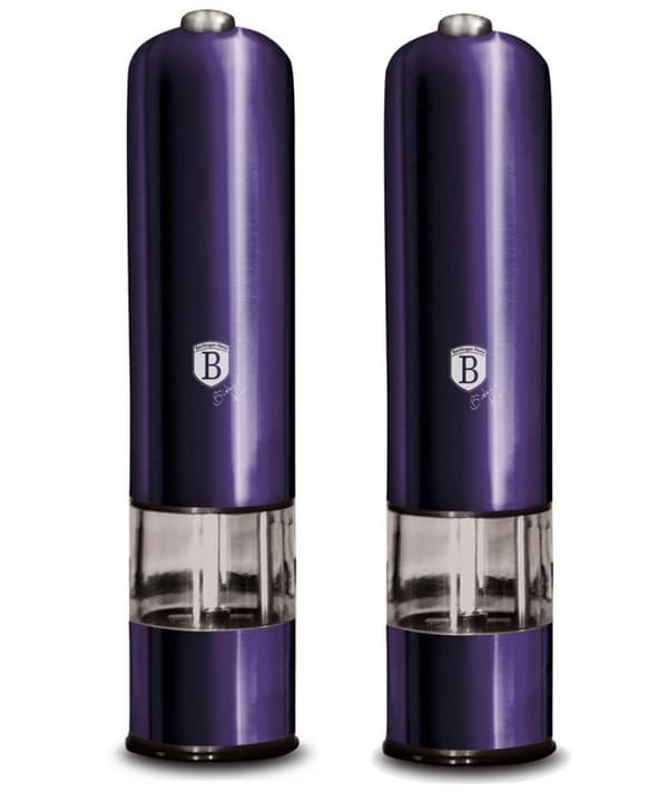 SET MED 2 ELEKTRISKA KVARNAR F�R PEPPAR OCH SALT BERLINGER HAUS PURPLE BH-9289
