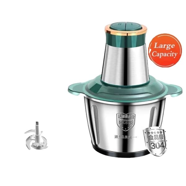Elektrisk Chopper, Rustfrie Stålblade, 2L Kapacitet, 2L Grøn, EU