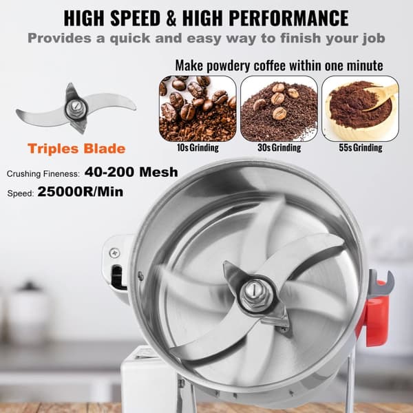 25000 RPM 40-200 mesh 700 g kapacitet multifunktionell elektrisk spannmålskvarn av svängtyp, säker design