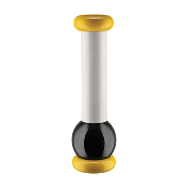 Alessi - MP0210 1 - Totem Domestici - Salt-, peppar- och kryddkvarnsdesign i bokträ, gult, svart och vitt