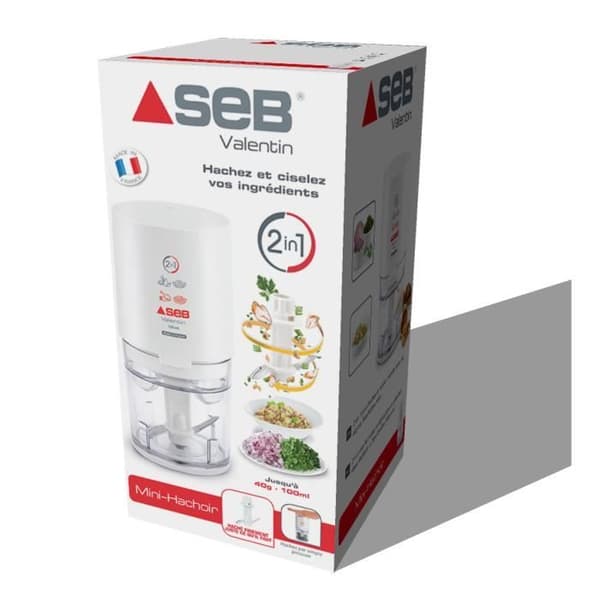 SEB Valentin Mini elektrisk hackare, 220 W, 1 hastighet, Rostfria blad, Kapacitet 50 g, Mixer, Tillverkad i Frankrike 855306