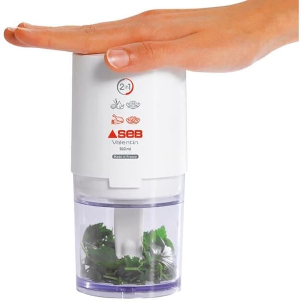 SEB Valentin Mini elektrisk hackare, 220 W, 1 hastighet, Rostfria blad, Kapacitet 50 g, Mixer, Tillverkad i Frankrike 855306