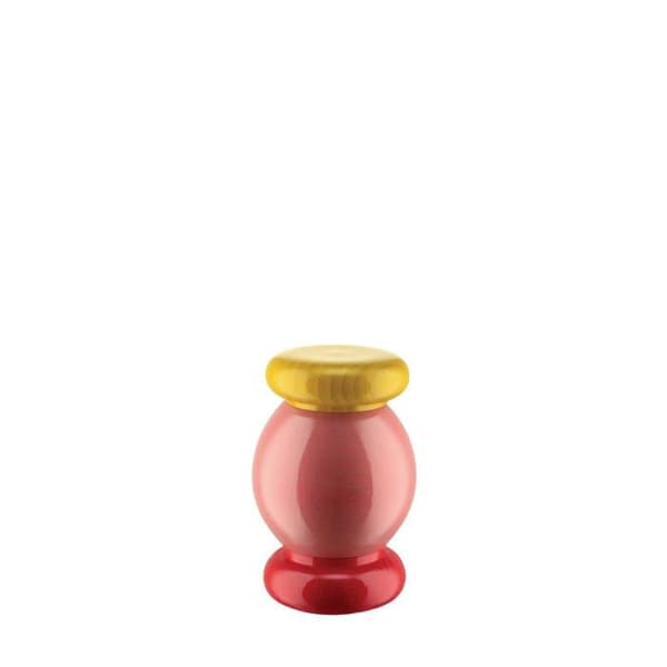Alessi - ES18 2 - Totem Domestici - Salt-, peppar- och kryddkvarnsdesign i bokträ, rosa, rött och gult