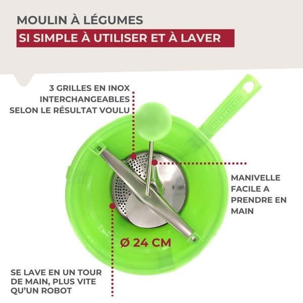 Moulin à légumes en plastique 24 cm Fackelmann Handmade Tradition