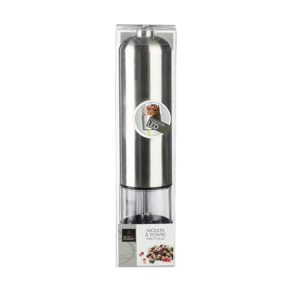 Kvarn för peppar - INOX - Elektrisk - D. 5 cm - H. 23 cm - Nutida