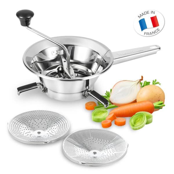 MOULINEX Classic Grönsakskvarn 24 cm, Rostfritt stål, för skålar upp till 24 cm, Tål diskmaskin, Tillverkad i Frankrike A45306