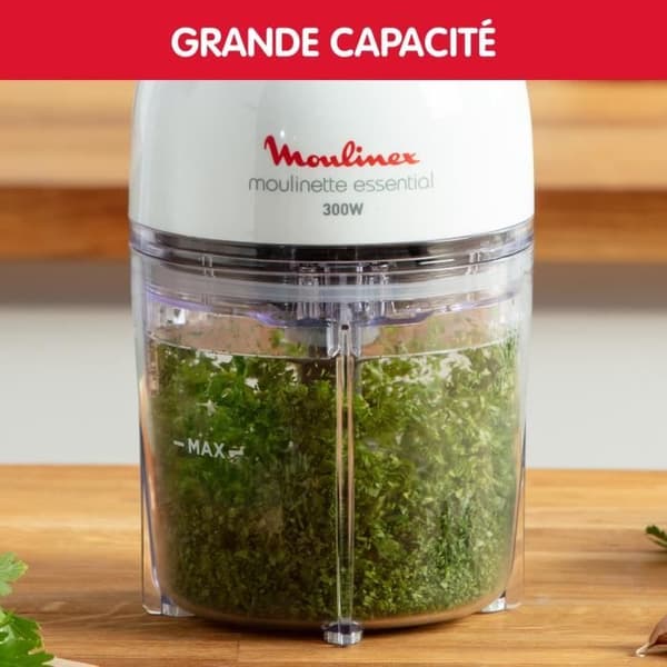 MOULINEX Elektrisk hackare, 3-i-1 funktioner, Färs, Hacka, Put, 4 blad, 400 ml, Enkeltryck, Essential Grinder DJ520110
