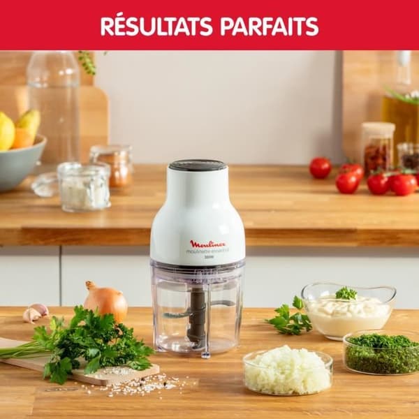 MOULINEX Elektrisk hackare, 3-i-1 funktioner, Färs, Hacka, Put, 4 blad, 400 ml, Enkeltryck, Essential Grinder DJ520110