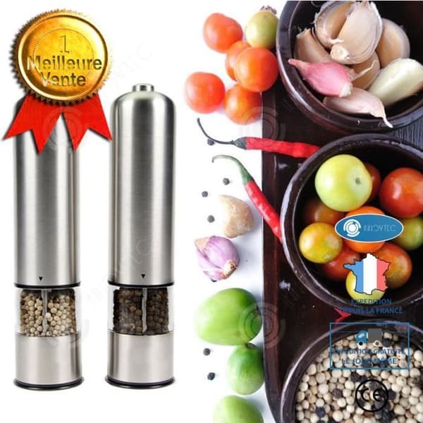 INN® Elektrisk Pepparkvarn Salt- och Pepparkvarn Set Rostfritt Stål Justerbar Automatisk Kryddkvarn Set