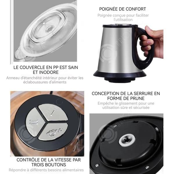 INN elektrisk hackare 2L matlagningsmaskin i glas 3 hastigheter rostfritt stål för kök och hem elektrisk spinner