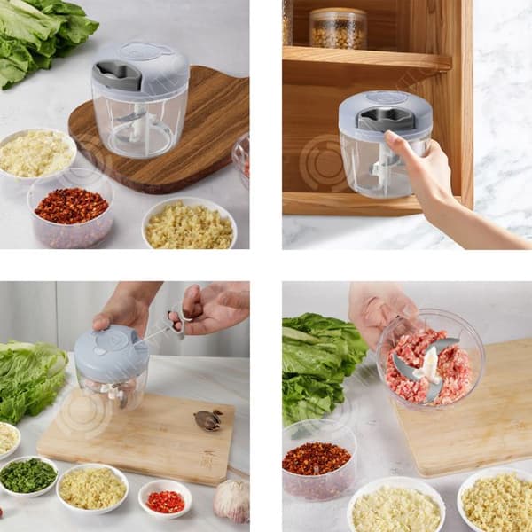 INN Chopper 900ml mini manuell hackare med rostfritt blad för att krossa en mängd olika multifunktionella kökstillbehör Mixer
