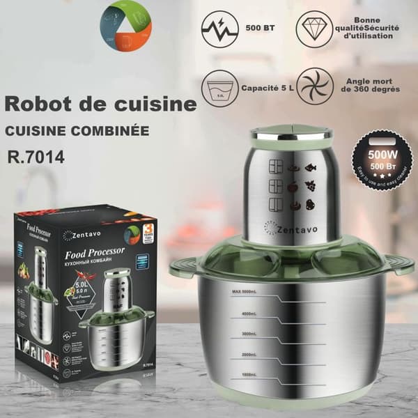 Zen Hachoir elektrisk 5L köttkvarn elektrisk hushållsrobot med hög kapacitet och 3 hastighetslägen