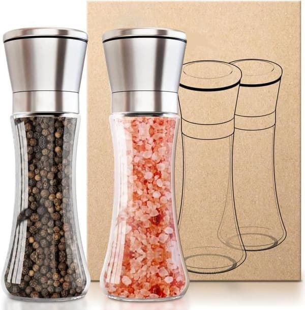 Peppar- och Saltkvarn - Pepparkvarn - Manuell Pepparkvarn - Justerbar Korns Storlek - 2PCS