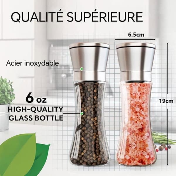 Peppar- och Saltkvarn - Pepparkvarn - Manuell Pepparkvarn - Justerbar Korns Storlek - 2PCS
