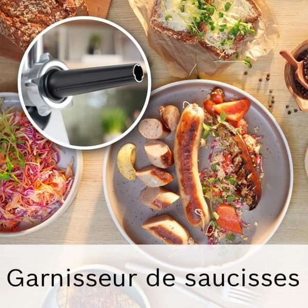 Köttkvarn - BOSCH - MFWS420W Serie 4 - Vit - 500 W - blockerad motor 1900 W - 2,5 kg/min - 2 hastigheter - 2 malgaller
