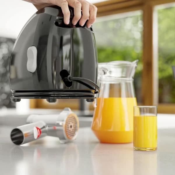 Elektrisk köttkvarn SMAPP 489.8, 2000 W, svart, 3 perforerade skivor i rostfritt stål 2,7 mm, 4 mm, 8 mm, korvtilbehör