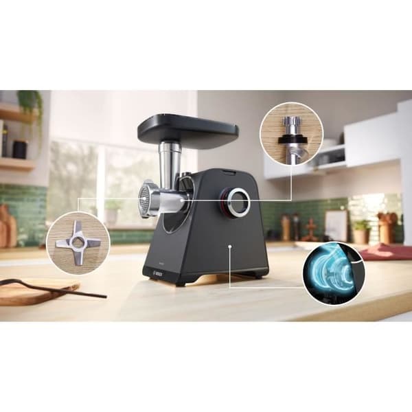 Serie 4 köttkvarn - BOSCH - MFWS430B - 3 slipgaller - Backväxel - Svart