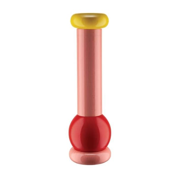 Alessi - MP0210 - Totem Domestici 2 - Salt-, peppar- och kryddkvarnsdesign i bokträ, rosa, rött och gult