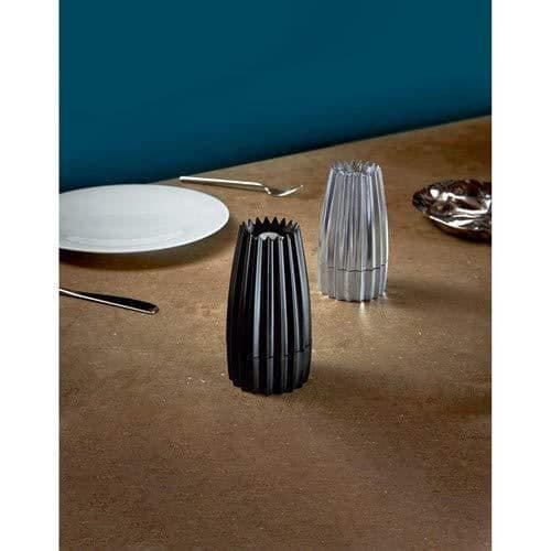 Salt-, peppar- och kryddkvarn - Alessi - WAL03 - Aluminium - Svart - 7,5 x 7,5 x 14,2 cm