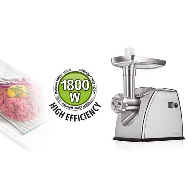 Elektrisk köttkvarn i rostfritt stål, med korvstopparutrustning MPM MMM-07M 1800W Silver 01054
