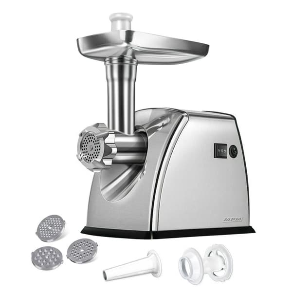 Elektrisk köttkvarn i rostfritt stål, med korvstopparutrustning MPM MMM-07M 1800W Silver 01054