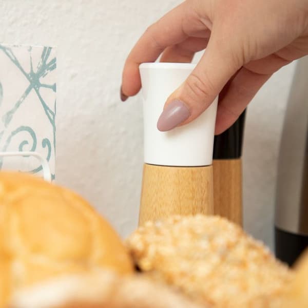 Relaxdays Salt Shaker, Pepper Shaker, Set om 2, Manuell, Salt, Peppar, Kryddkvarn, Trä, Justerbar Keramikkvarn, Nature