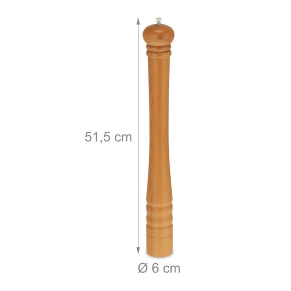 Relaxdays salt- and pepper mill, classic model, XXL, in wood, ceramic grinder, HxD: 51,5 x 6 cm, nature