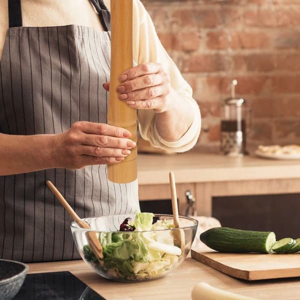 Relaxdays salt- and pepper mill, classic model, XXL, in wood, ceramic grinder, HxD: 51,5 x 6 cm, nature