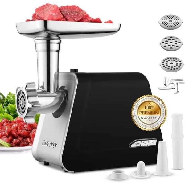 Elektrisk köttkvarn - MEYKEY - 2000 W - Multifunction 3 i 1 - Rostfritt stål - Svart