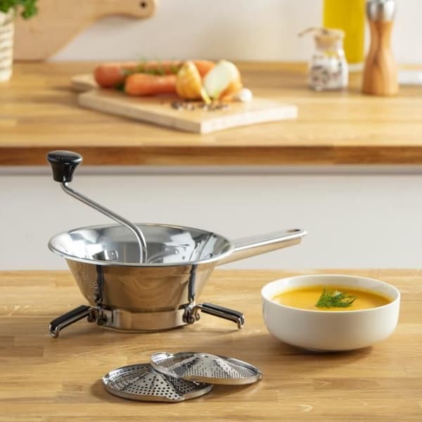 MOULINEX Classic Grönsakskvarn 24 cm, Rostfritt stål, för skålar upp till 24 cm, Tål diskmaskin, Tillverkad i Frankrike A45306