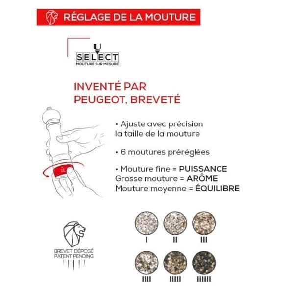 MOULIN FÖR SALT I GRÅ GRAFITTRÄ PARIS U'SELECT 12 CM - PEUGEOT SAVEURS