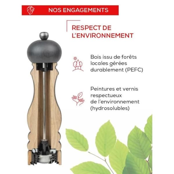 MOULIN FÖR SALT I GRÅ GRAFITTRÄ PARIS U'SELECT 12 CM - PEUGEOT SAVEURS