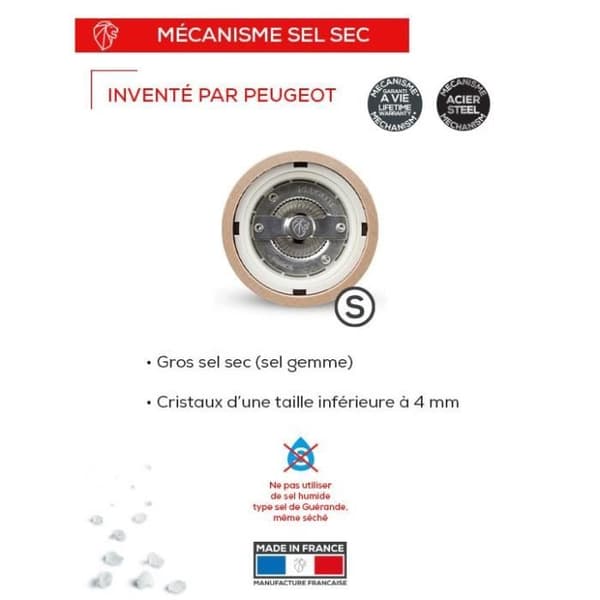 MOULIN FÖR SALT I GRÅ GRAFITTRÄ PARIS U'SELECT 12 CM - PEUGEOT SAVEURS