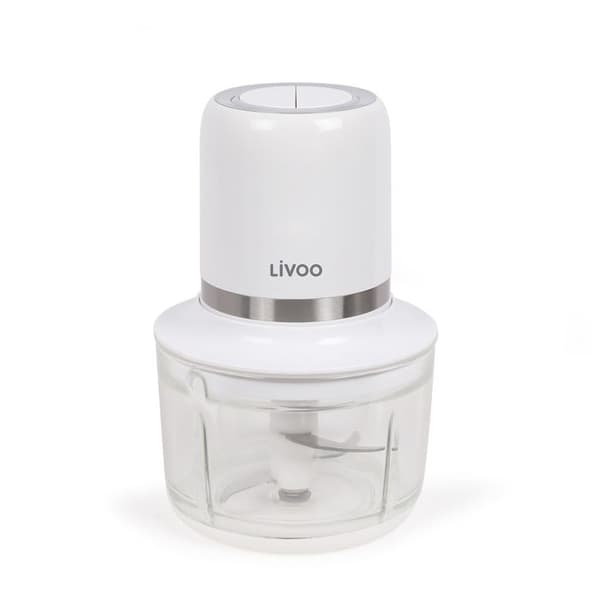 LIVOO Sladdlös elektrisk hackare - 200W - 2 hastigheter - 1,2L - 4 stålblad - Vit