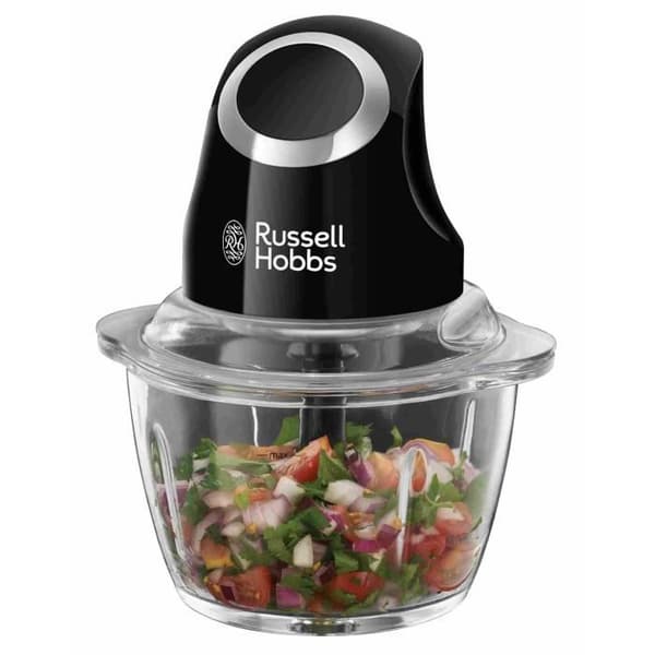 Minihackare - RUSSELL HOBBS - Desire 24662-56 - 200 W - 1 liters glasskål - Rostfria knivar - Mattsvart Svart, Transparent