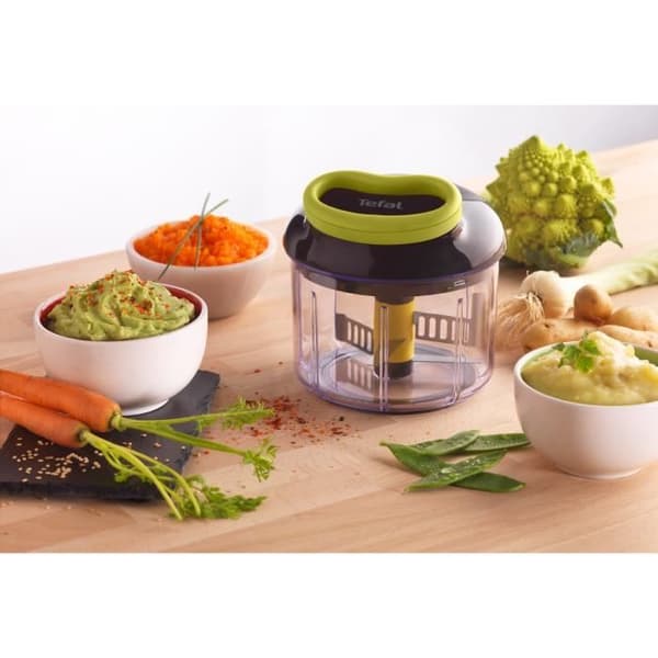 TEFAL 5 sek manuell hackare 900ml, Högkvalitativa rostfria blad, Skärning, Hackning, Blandning, Snabb och enkel tillagning K1321324