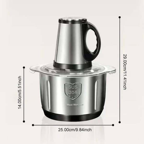 Elektrisk Köttkvarn, 500W Effekt, 5L Kapacitet,EU, Silver