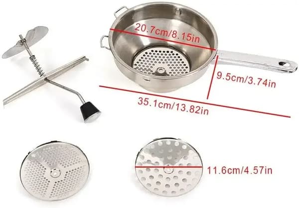Matkvarn, rostfritt stål, 3 malplattor