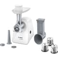 Miniatyrbillede 1 af 6: Kødhakker - BOSCH - MFW2514W SmartPower - Hvid - 1500 W blokeret motor - 1,7 kg/min - 2 kødhakkeri - rivejern/skærer