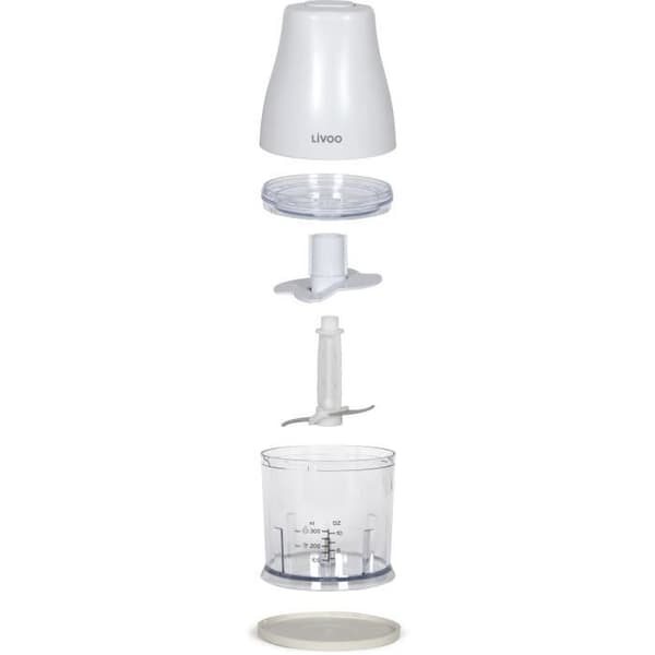 Silppuri - LIVOO - 300 ml - 400 W - 1 nopeus ja turbotoiminto - 2 ruostumattomasta teräksestä valmistettua terää - Valkoinen