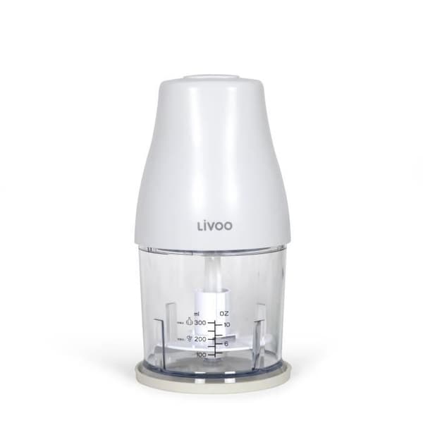 Silppuri - LIVOO - 300 ml - 400 W - 1 nopeus ja turbotoiminto - 2 ruostumattomasta teräksestä valmistettua terää - Valkoinen
