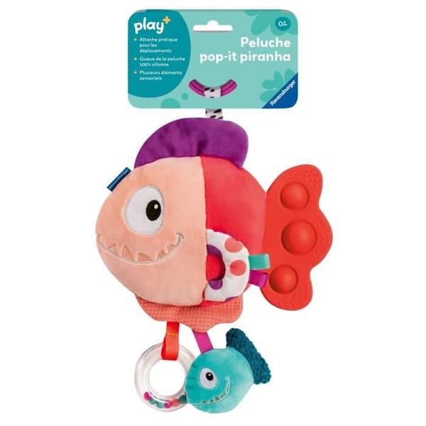 Ravensburger play+, Pop-it plyslegetøj - Rød Piranha, 6-36 måneder, Tidlig barndom, baby