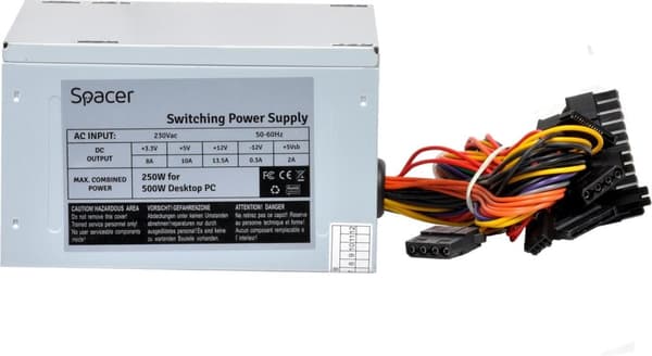 SURSA SPACER 500, 250W for 500 Desktop PC, "SPS-ATX-500",  (timbru verde 0.8 lei) Grå