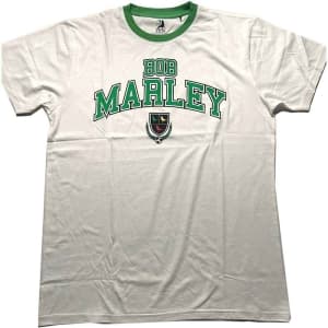Bob Marley - Collegiate Crest Ringer Uni Wht