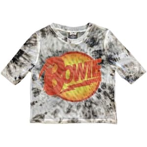 David Bowie - Diamond Dogs Logo Lady Wht Mesh Crop:2Xs 2XS
